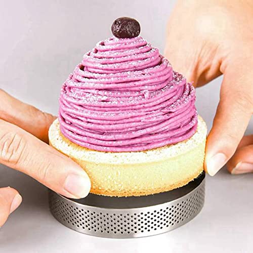 Anillos de tarta de acero inoxidable de 9cm con agujeros, 20 piezas 7