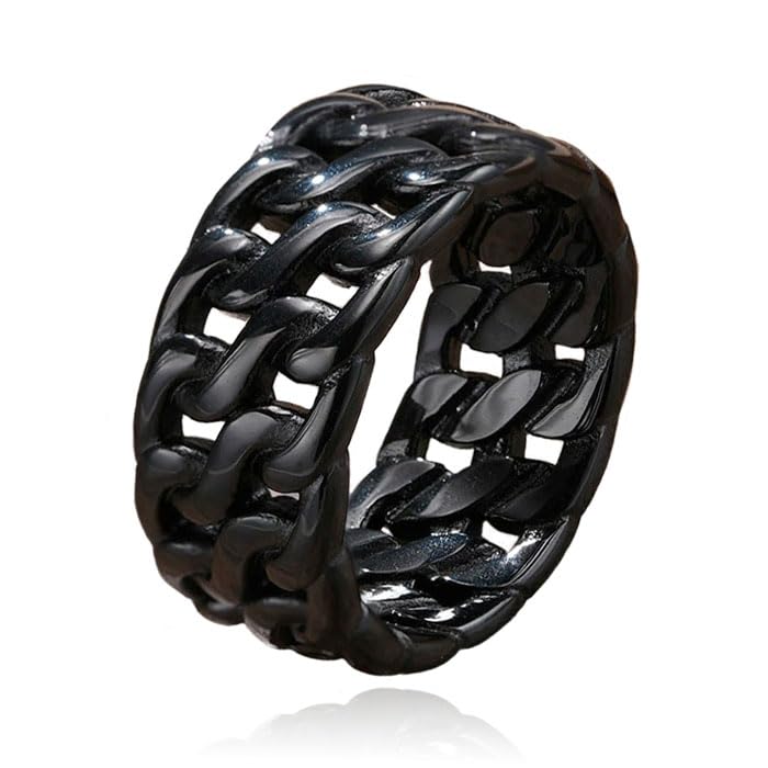 Bague pour homme Mendes double cuban noir 21,5 mm une finition mate élégante