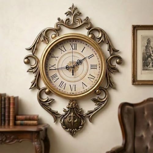 Oversized Vintage Decorative Wall Clock, Silent...
