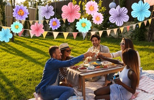 Abanicos de papel pastel para decoración de bodas y fiestas infantiles 5