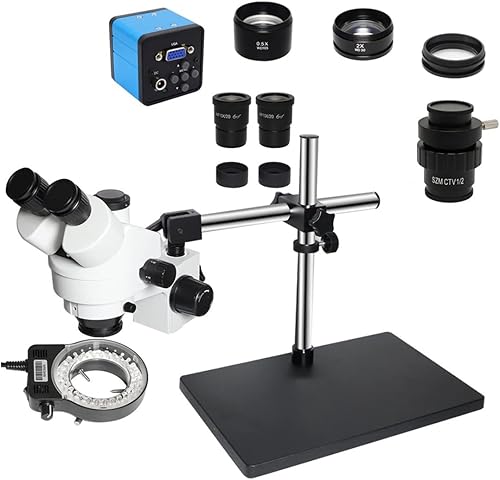 Kit de accesorios para microscopios 3.5X-90X Soporte de brazo doble Simul Focal Trinocular Estéreo Microscopio 38MP H_D Digital USB Microscopio