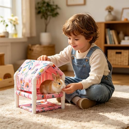 Tienda de campaña para hámster de dos niveles lavable 22,5x33cm 4