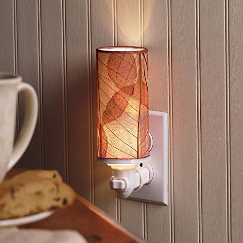 Eangee Home Design Cylinder Night Light Sea Blue Shade Made From Real Banyan Leaves 3 Inches Length X 3 Inches Width X 7 Inches Height (624 Sb)