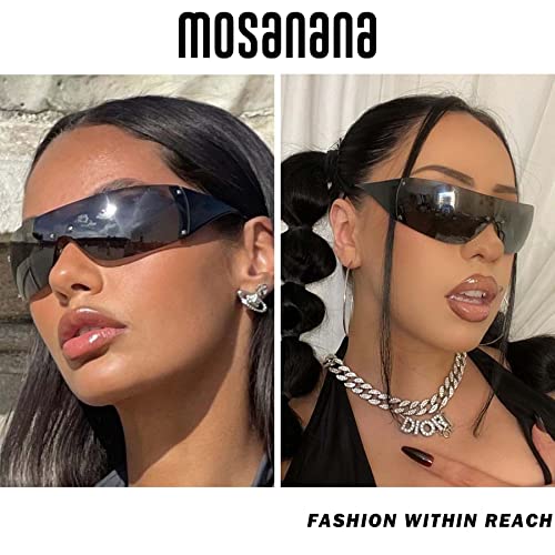 mosanana Y2K Wrap Around Sunglasses for Women and Men Cool Rave Shades MS522484