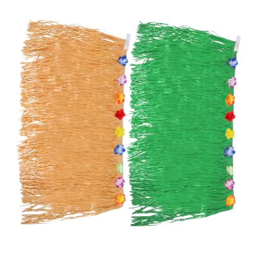 OFFSCH 2pcs Hawaiian Grass Table Skirt 100x60cm Decor Tropical Beach Party Supplies Birthday Decorations Hawaiian Theme
