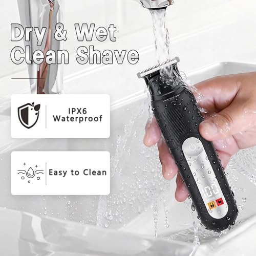 Image of SUNNOW 5-in-1 Body Hair Trimmer, Groin Trimmer for Men, Wet /Dry Use | 5 Heads for hair beard body nose and ear. Built in LED light with safety lock. Gifts for husband, Father, friends