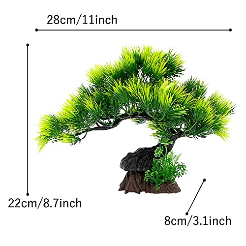 Xijobido Aquarium Baum Dekoration - Realistische Kunstpflanze Mit Felsen Als Fischversteck