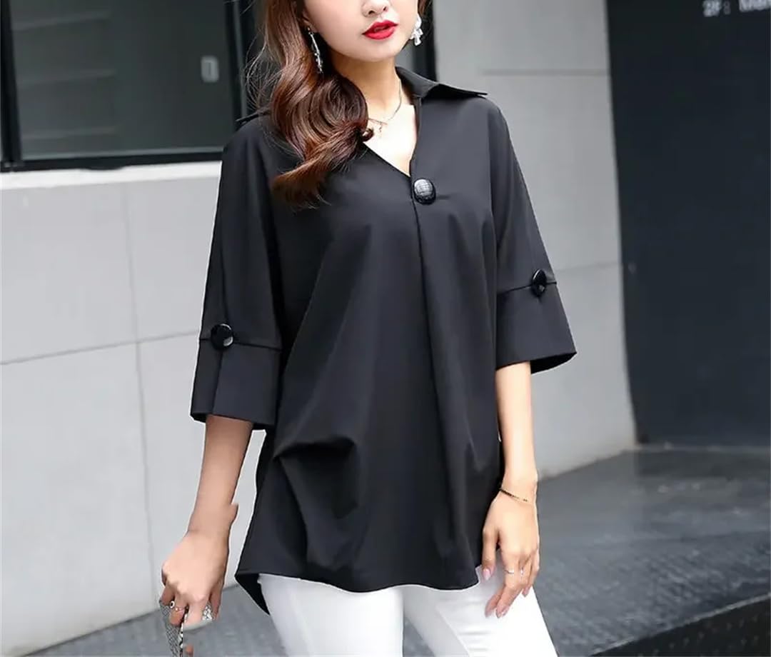 Camicia da donna estiva a maniche corte casual allentata in chiffon
