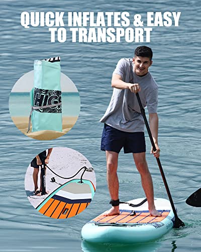 Highpi Inflatable Stand Up Paddle Boards, 10'6''X31''X6'' Sup With Accessories Backpack Anti-Slip Deck, Leash, Adjustable Paddle And Hand Pump, Waterproof Bag, Standing Boat For Youth & Adult #TOP4