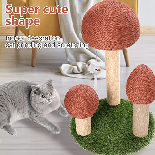 Shellkingdom Cat Scratching Post, Assemble Sisal Mushroom Cat Scratcher With Mouse Cat Toy ,Soft Lawn Cute Kitty Claw Scratch Board Pad For Indoor Cat #TOP2
