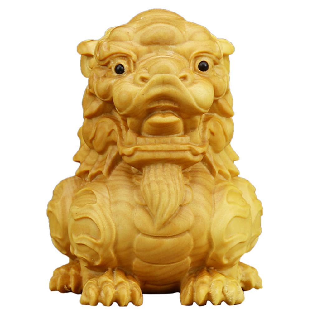 YNIYUJKL Feng Shui Ornaments Chi Lin/Kylin Statues Wealth Prosperity, Chi Lin/Qi Lin Figurine Sculptures Ornaments, Home Decoration Attract Wealth And Good Luck,Wood