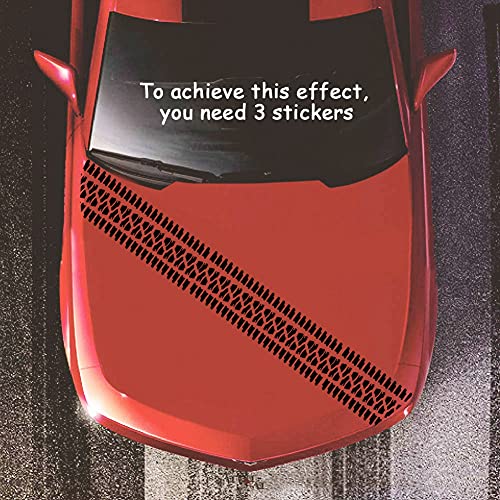 Tire Stripe Graphics Car Hood Stripe Sticker Auto Racing Sport Body Side Stripe Decal Vinyl Modified Stripe Car Truck Exterior Decoration 25.59'' X 7.87'', Black #TOP5