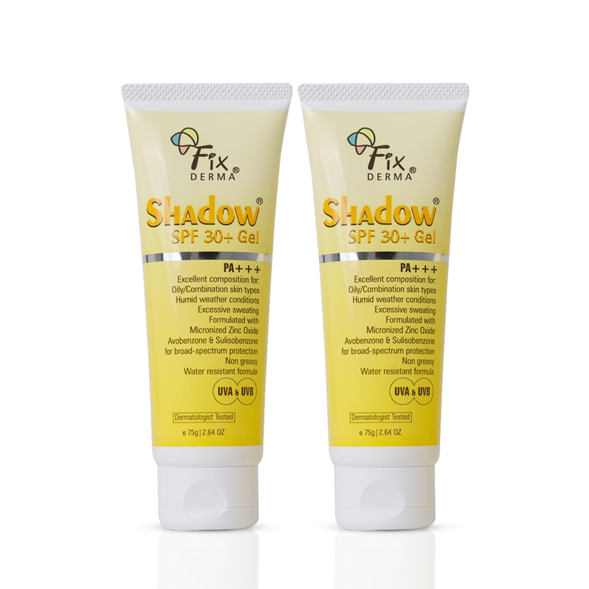 Shadow Sunscreen SPF 30+ Gel PA+++ | Sunscreen for Oily Skin | Sun Screen Protector SPF 30 | Sunscreen for Body & Face | UVA & UVB Protection | Sunscreen for Women & Men - 75gm (Pack of 2)
