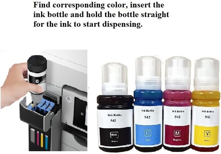 Miniatura 4 de Vivid Colors 542 Compatible con 2 botellas de repuesto negras para 542 T542 EcoTank Pro ET-5150 ET-5170 ET-5180 ET-5800 ET-5850 ET-5880 ET-16650