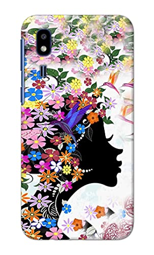 Image of Printed Hard Back Cover Case for Samsung Galaxy A2 Core Back Cover (Floral Hairstyle Girl) -1803