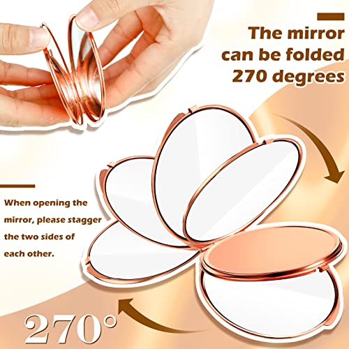 Espejo compacto doble cara 8 piezas color oro rosa miniatura 3