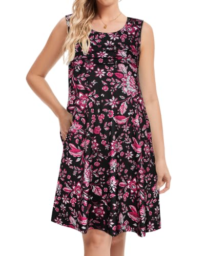 Image of CHICGAL Womens Summer Dresses Casual Loose Pleated Front Tshirt Sleeveless Tank Sundresses with Pockets 2026