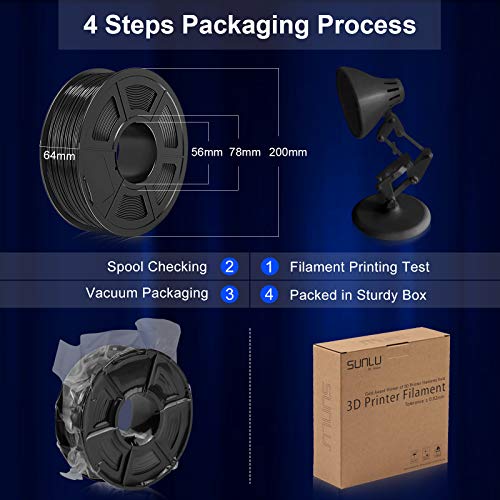 SUNLU PLA Filament, 1.75mm PLA Filament für 3D Drucker & 3D Stifte, 3D Druck Filament mit +/- 0.02mm Toleranz,Schwarz - Image 6