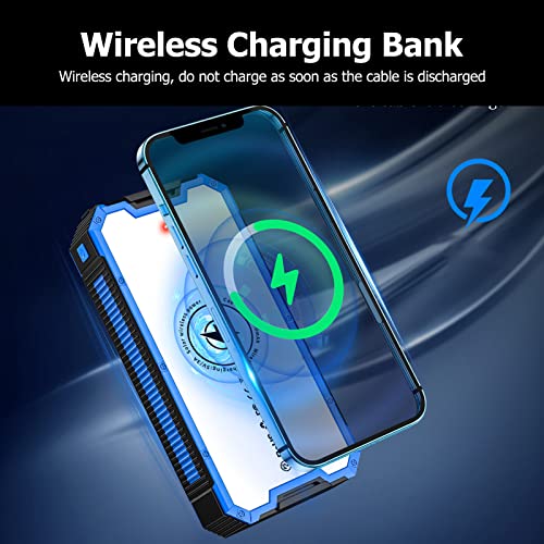 Solar Power Bank, 36800 MAh Szybka Przenośna ładowarka Bezprzewodowa z 4 USB Wyjściem, Typem C, Mikro Wejściem, 36 Diod LED do Kempingu na świeżym Powietrzu, Wbudowane