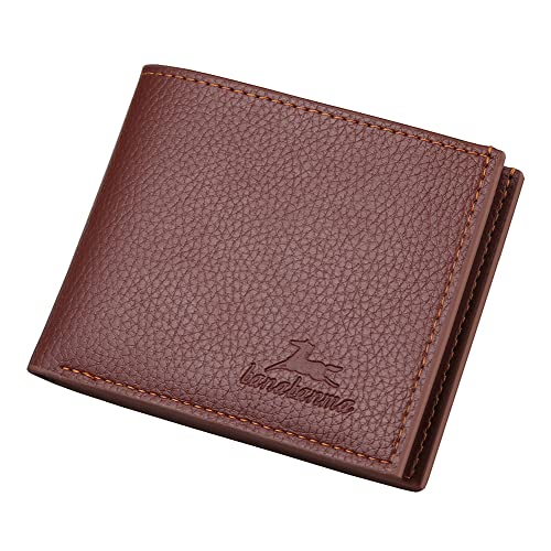 Image of Slim Wallet for Men with Coin Purse, Minimalist Wallet with Zipper, Bifold Mens Wallets with Credit Card Holder, PU Leather Men's Wallet with Money Clip, Carteras Para Hombres (BROWN)