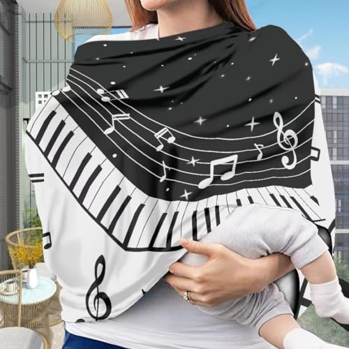 Image of Coldinair Music Notes Star Multifunctional Nursing Cover Multi Use Cover for Baby Car Seat Canopy Shopping Cart Cover,Stroller Cover