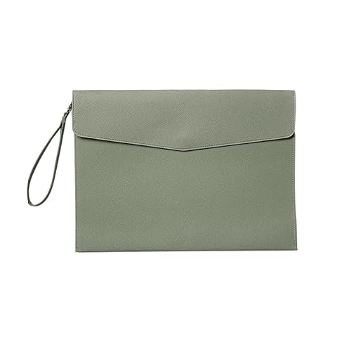 KOOLRIVER・ファイルケース A4 ファイルバッグ PUレザー バッグ ストラップ付き プリント収納 分類収納 持ち運び 書類整理 オフィス用品 軽量 薄型 出張 外出時 通勤 通学(グリーン)