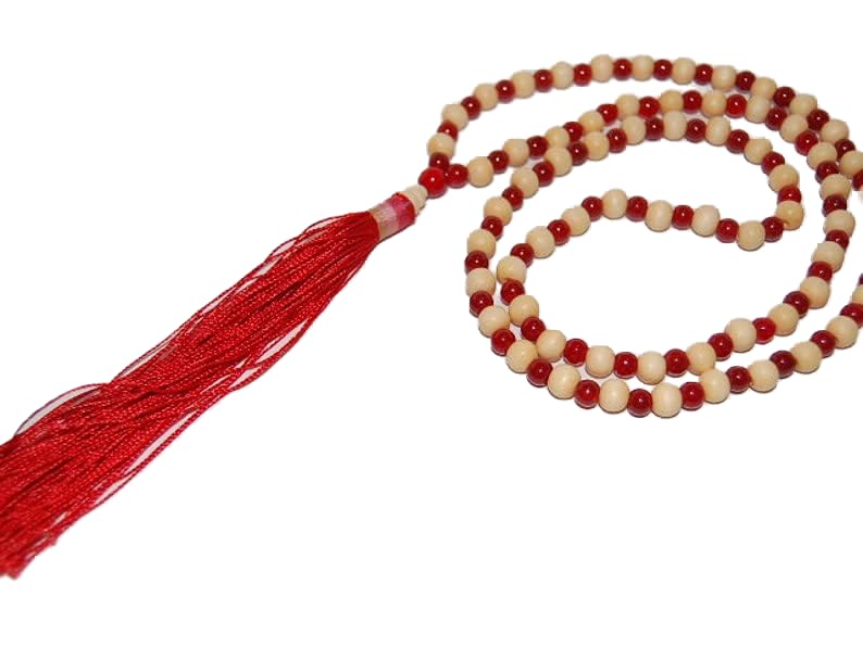 Collier mala 108 grains perles lisses en bois pour la guérison par lithothérapie LKBEADS