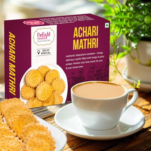 Image of Delight Food Achari Mathri 300g | Ready to Eat Evening Tea Time Snacks | Healthy Crispy Namkeen | Indian Matthi Snacks