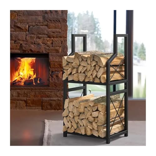 Estante para leña, soporte de almacenamiento de troncos resistente de 2 niveles para chimenea, terrazas al aire libre y balcones