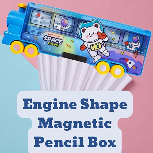 Image of ZAFCO Plastic Magnetic Astronaut Pencil Box with Sharpener Space Theme Large Capacity for Kids Boys Girls School Going Children Stationaries Organizer Birthday Return Gift (Pack of 1), Blue