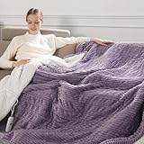 Zorvixia King Size Heated Blanket, Electric Blanket with Dual Controls, 5 Heat Settings, 10-Hour Auto Off, Cozy Striped Flannel & Sherpa, FCC/ETL Certified,Lavender Purple