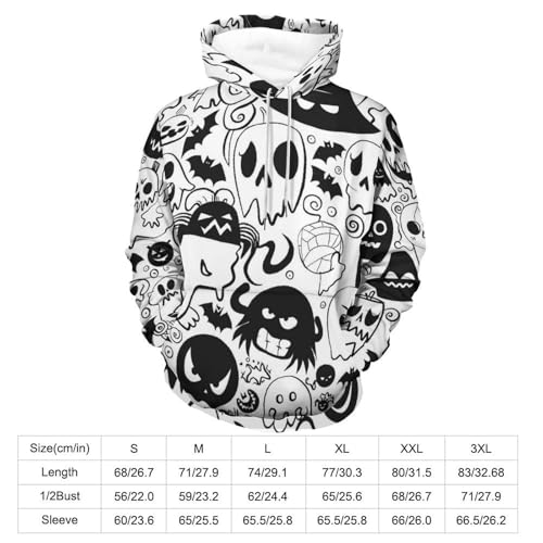 Sweat à capuche imprimé crâne d'Halloween manches longues taille S - 3
