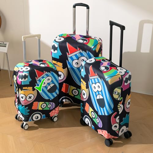 Image of HOKIPO Suitcase Covers for Trolley Suitcase, 220gsm Durable and Washable, Small (18-19inch) - Funny Monsters (AR-6343-D9)