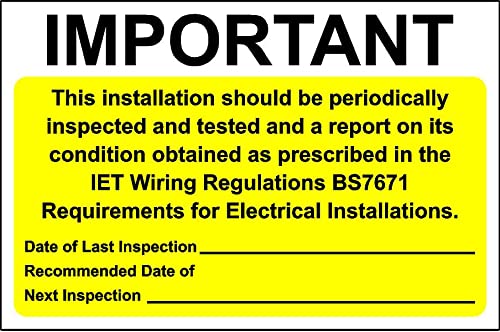Electrical safety periodic test labels electrical safety BS7671 - Self adhesive stickers 75mm x 50mm (64)