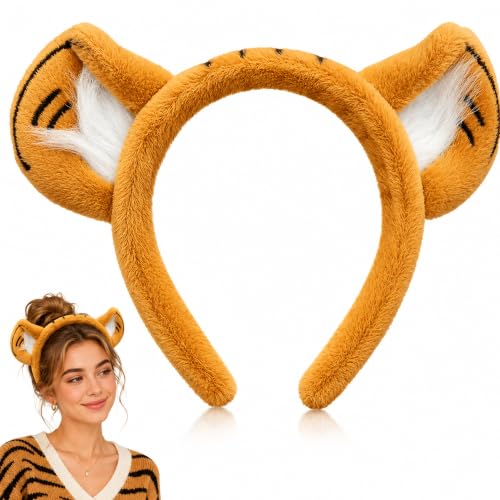 Tiger Ears Plush Tiger Ear Headband for Adult Soft Tiger Headband for Women Animal Theme Parties Festivals Cosplay & Photo Booth Props