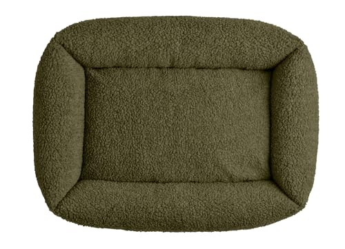 HUNTER Hundesofa KUMARA, Farbe: Khaki, kuschelig weicher Teddyplüsch, Rutschhemmende Unterseite, wendbares Innenkissen, trendig, großzügige Füllung, Bezug maschinenwaschbar, Größe: 80 x 60 cm