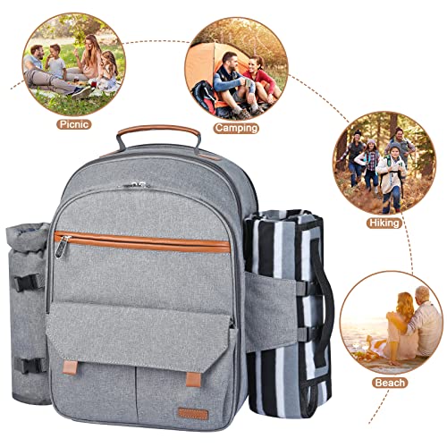 Sunflora Picnic Backpack for 2 Person, Picnic Basket Set (Gray) by Sunflora - Image 7