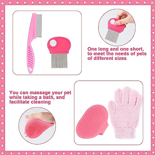 MIAOZ Kaninchen Pflege Set mit Nagelknipser und Trimmer Haustier Haarentferner Lang und Feile, Floh Kamm, Shampoo Badebürste für Hasen Welpen Kätzchen Meerschweinchen Frettchen kleine Tiere (rosa)