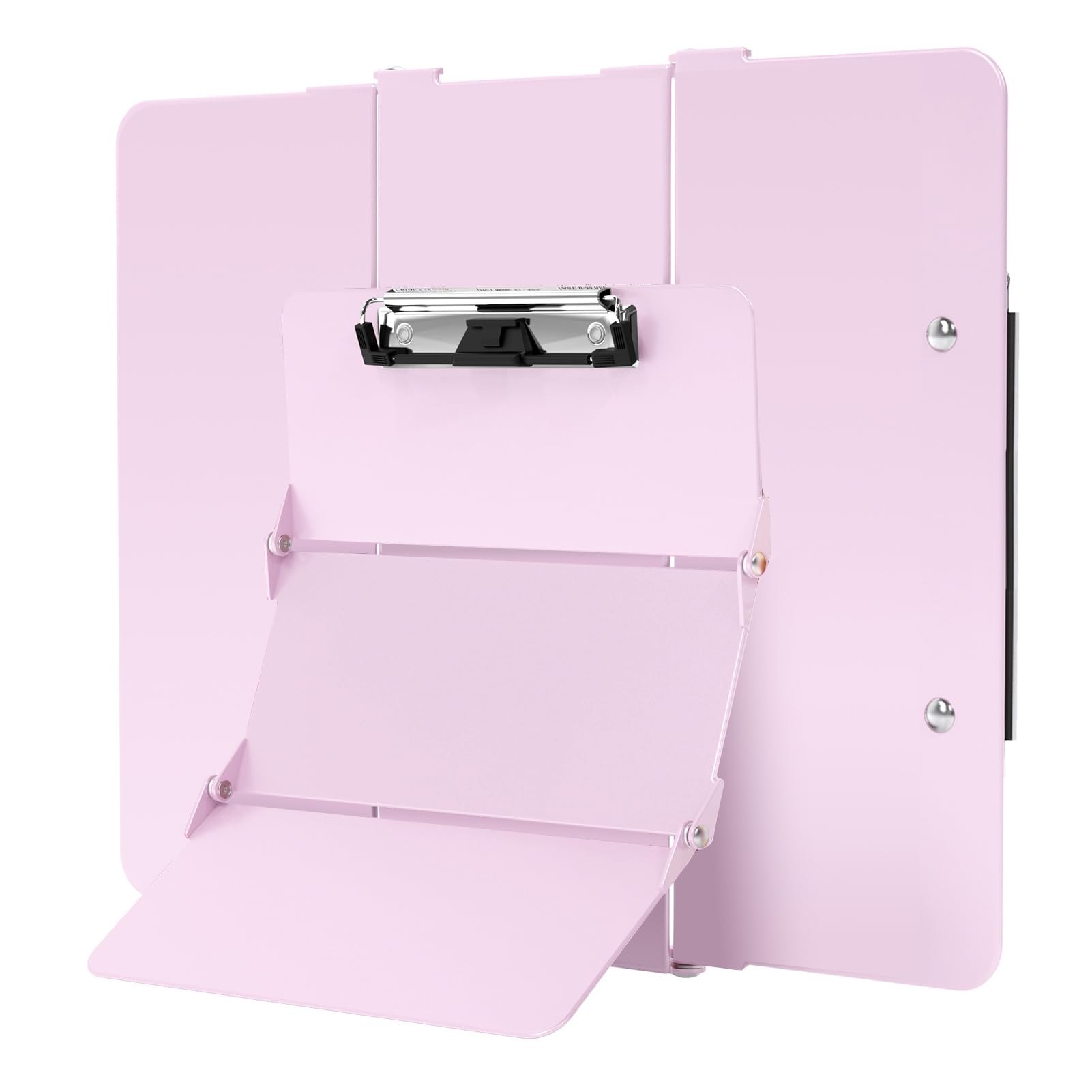 Nursing Clipboard Foldable Without Edition Cheat Charts, 3 Layers Aluminum, Nurse Board w/Low Profile Clip&amp;Pen Clip Pocket, Baby Pink