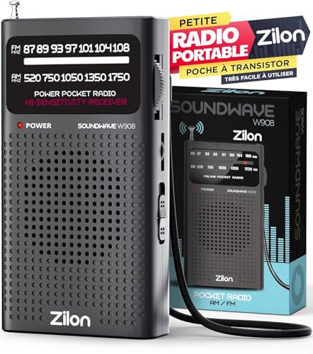 Radio à Piles Portable Petite Analogique Transistor FM Entrée pour Écouteurs Kit d’Urgence Excellente Réception Petit Poche Utilisation Simple Personnes Âgées...