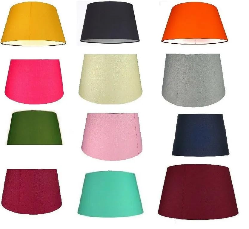 Cotton Fabric Hard Lined Drum Table Lamp & Ceiling Light Shade (Mustard, 14"(36cm))