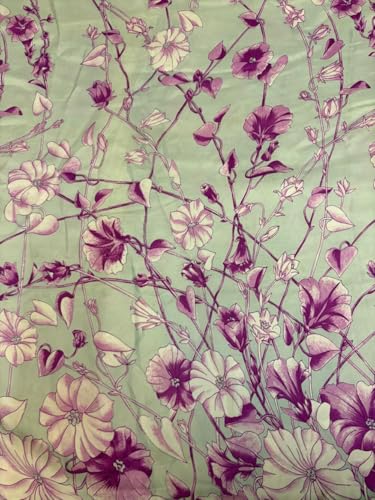 Soie imprimée fleurs roses et violettes pour création unique