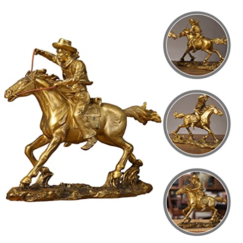 Ganazono Riding Horse Resin Statue Western Cowboy Riding A Horse Figurine Desktop Sculpture Feng Shui Wealth Prosperity Ornament For Home Office Store #TOP3