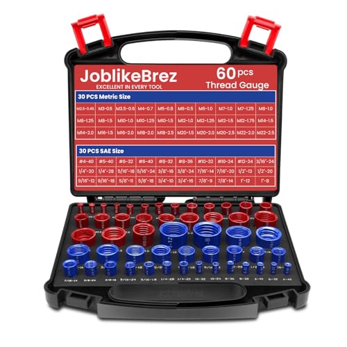 Image of Thread Checker, 60pcs Nut and Bolt Thread Checker, 30 Inch & 30 Metric Box Set Thread Gauge, Thread Checker Standard and Metric Suitable for Size Checker of Bolts or Nuts in Narrow Areas