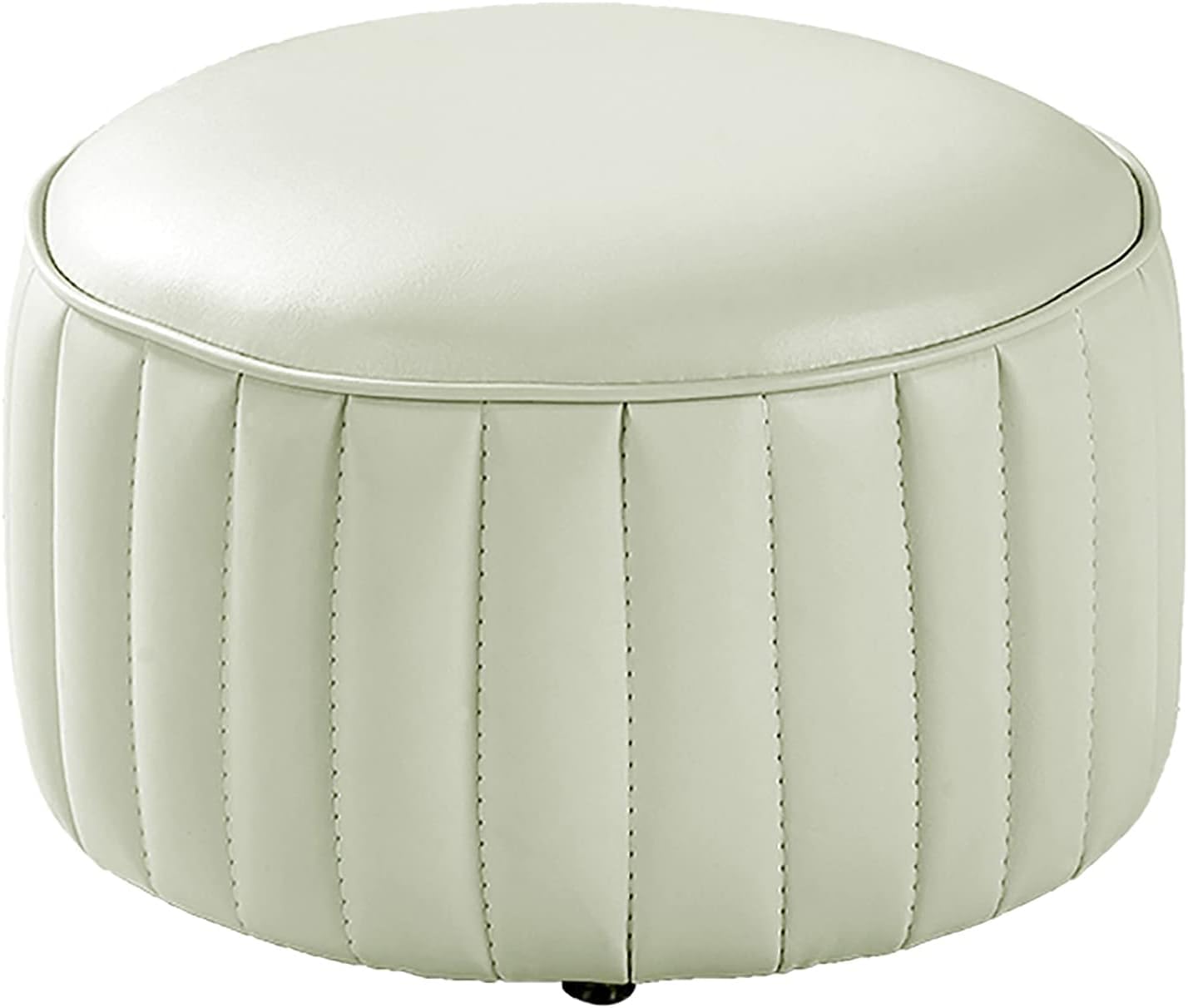 Tabouret ottoman rond en cuir orange de 32x32x21 cm pour repose-pieds de salon