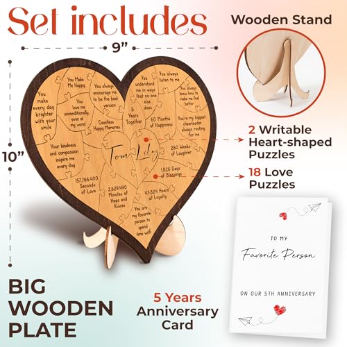 5 Year Anniversary Wood Gifts For Him Her, 5th Anniversary Marriage Gifts - Image 3