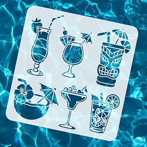 FINGERINSPIRE Tropical Drink Painting Stencil 30x30cm Reusable Summer Ice Drink Drawing Template DIY Art Summer Theme Stencil for Painting on Wall Wood - Image 3