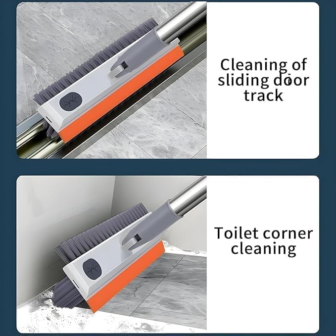 Image of 3-in-1 Orange Tile Brush, Grout Cleaning Brush with Long Handle for Floor