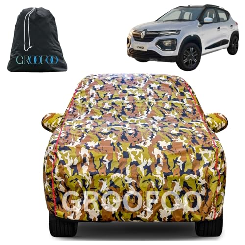 Image of GROOFOO Car Cover Compatible with Renault Kwid | Camouflage, Waterproof, Dustproof, UV Protection | Military Jungle Design | Custom Fit, Triple Stitched | All Weather Body Cover