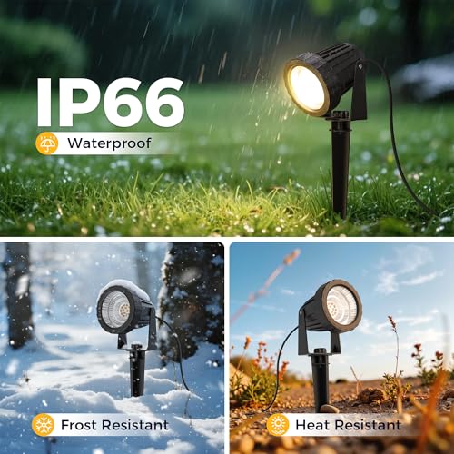 Image of L LOHAS LED 12W Dusk to Dawn Outdoor Spotlight 3000K Landscape Light 4 Pack